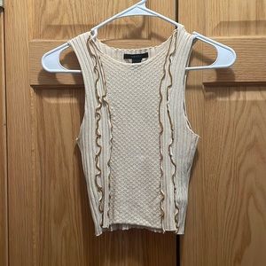 Cream ribbed textured tank